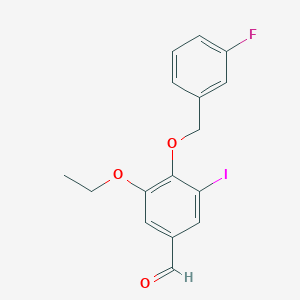 3-ethoxy-4-[(3-fluorophenyl)methoxy]-5-iodobenzaldehyde