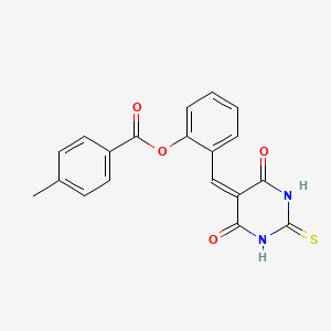 2-[(4,6-DIOXO-2-SULFANYLIDENE-1,3-DIAZINAN-5-YLIDENE)METHYL]PHENYL 4-METHYLBENZOATE