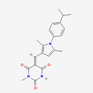 (5E)-5-[[2,5-dimethyl-1-(4-propan-2-ylphenyl)pyrrol-3-yl]methylidene]-1-methyl-1,3-diazinane-2,4,6-trione