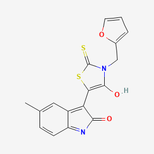 molecular formula C17H12N2O3S2 B3710264 3-[3-(2-furylmethyl)-4-oxo-2-thioxo-1,3-thiazolidin-5-ylidene]-5-methyl-1,3-dihydro-2H-indol-2-one 