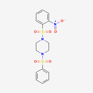 molecular formula C16H17N3O6S2 B3710284 1-(Benzenesulfonyl)-4-(2-nitrobenzenesulfonyl)piperazine 