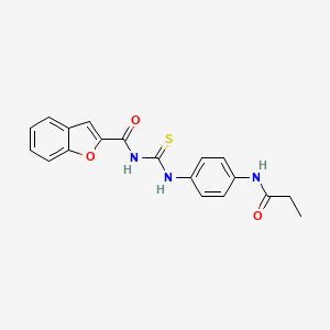 molecular formula C19H17N3O3S B3710339 N-({[4-(propionylamino)phenyl]amino}carbonothioyl)-1-benzofuran-2-carboxamide 