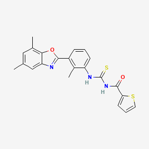 N-{[3-(5,7-dimethyl-1,3-benzoxazol-2-yl)-2-methylphenyl]carbamothioyl}thiophene-2-carboxamide