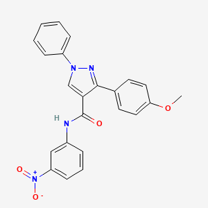 molecular formula C23H18N4O4 B3710376 3-(4-methoxyphenyl)-N-(3-nitrophenyl)-1-phenyl-1H-pyrazole-4-carboxamide 