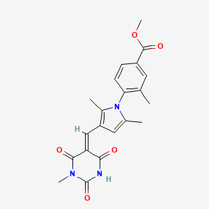 molecular formula C21H21N3O5 B3710439 methyl 4-[2,5-dimethyl-3-[(E)-(1-methyl-2,4,6-trioxo-1,3-diazinan-5-ylidene)methyl]pyrrol-1-yl]-3-methylbenzoate 