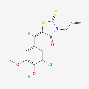 molecular formula C14H12ClNO3S2 B3710487 (5E)-5-[(3-chloro-4-hydroxy-5-methoxyphenyl)methylidene]-3-prop-2-enyl-2-sulfanylidene-1,3-thiazolidin-4-one 