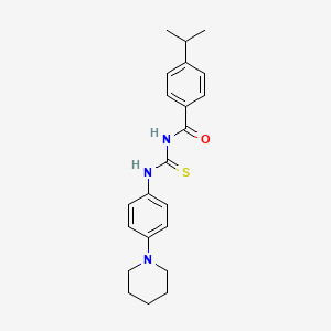 molecular formula C22H27N3OS B3710547 N-{[4-(piperidin-1-yl)phenyl]carbamothioyl}-4-(propan-2-yl)benzamide 