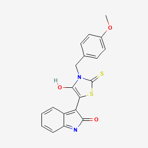 molecular formula C19H14N2O3S2 B3710581 3-[3-(4-methoxybenzyl)-4-oxo-2-thioxo-1,3-thiazolidin-5-ylidene]-1,3-dihydro-2H-indol-2-one 