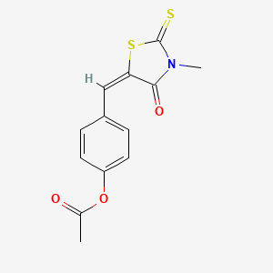 molecular formula C13H11NO3S2 B3710627 4-{[(5E)-3-METHYL-4-OXO-2-SULFANYLIDENE-1,3-THIAZOLIDIN-5-YLIDENE]METHYL}PHENYL ACETATE 