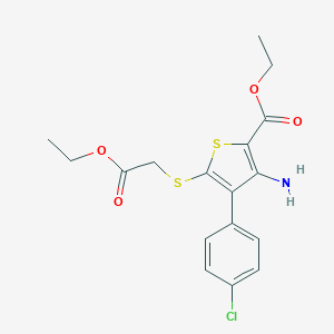 molecular formula C17H18ClNO4S2 B371070 Ethyl 3-amino-4-(4-chlorophenyl)-5-[(2-ethoxy-2-oxoethyl)sulfanyl]-2-thiophenecarboxylate 