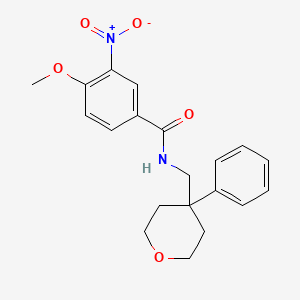 4-methoxy-3-nitro-N-[(4-phenyloxan-4-yl)methyl]benzamide