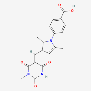 molecular formula C19H17N3O5 B3710739 4-{2,5-dimethyl-3-[(1-methyl-2,4,6-trioxotetrahydro-5(2H)-pyrimidinylidene)methyl]-1H-pyrrol-1-yl}benzoic acid 