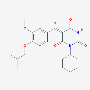 molecular formula C22H28N2O5 B3710741 (5Z)-1-cyclohexyl-5-[[3-methoxy-4-(2-methylpropoxy)phenyl]methylidene]-1,3-diazinane-2,4,6-trione 