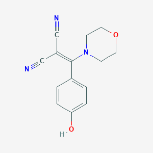 molecular formula C14H13N3O2 B371078 2-[(4-Hydroxyphenyl)(morpholin-4-yl)methylene]malononitrile 