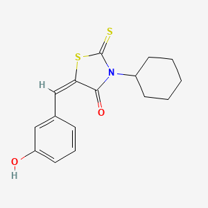 molecular formula C16H17NO2S2 B3710807 3-cyclohexyl-5-(3-hydroxybenzylidene)-2-thioxo-1,3-thiazolidin-4-one 