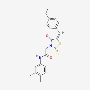 molecular formula C22H22N2O2S2 B3710836 N-(3,4-dimethylphenyl)-2-[(5E)-5-[(4-ethylphenyl)methylidene]-4-oxo-2-sulfanylidene-1,3-thiazolidin-3-yl]acetamide 