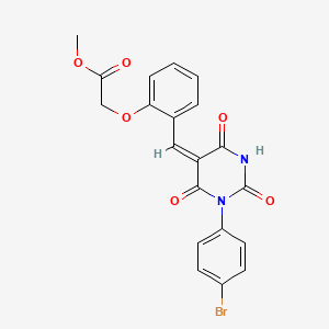 molecular formula C20H15BrN2O6 B3710863 methyl (2-{(E)-[1-(4-bromophenyl)-2,4,6-trioxotetrahydropyrimidin-5(2H)-ylidene]methyl}phenoxy)acetate 