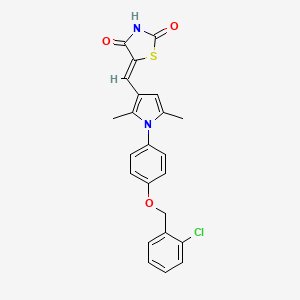 molecular formula C23H19ClN2O3S B3710885 5-[(1-{4-[(2-chlorobenzyl)oxy]phenyl}-2,5-dimethyl-1H-pyrrol-3-yl)methylene]-1,3-thiazolidine-2,4-dione 