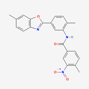 4-methyl-N-[2-methyl-5-(6-methyl-1,3-benzoxazol-2-yl)phenyl]-3-nitrobenzamide