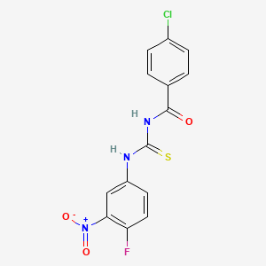 molecular formula C14H9ClFN3O3S B3710936 4-chloro-N-[(4-fluoro-3-nitrophenyl)carbamothioyl]benzamide 