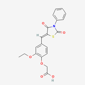 molecular formula C20H17NO6S B3710951 {4-[(2,4-dioxo-3-phenyl-1,3-thiazolidin-5-ylidene)methyl]-2-ethoxyphenoxy}acetic acid 