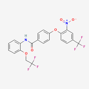 molecular formula C22H14F6N2O5 B3711022 4-[2-nitro-4-(trifluoromethyl)phenoxy]-N-[2-(2,2,2-trifluoroethoxy)phenyl]benzamide 