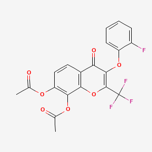 3-(2-fluorophenoxy)-4-oxo-2-(trifluoromethyl)-4H-chromene-7,8-diyl diacetate