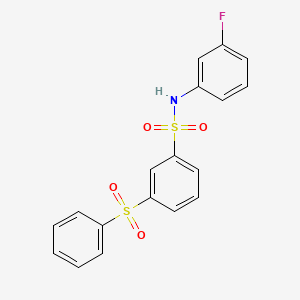 molecular formula C18H14FNO4S2 B3711080 3-(benzenesulfonyl)-N-(3-fluorophenyl)benzenesulfonamide 