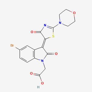 molecular formula C17H14BrN3O5S B3711131 {5-bromo-3-[2-(4-morpholinyl)-4-oxo-1,3-thiazol-5(4H)-ylidene]-2-oxo-2,3-dihydro-1H-indol-1-yl}acetic acid 