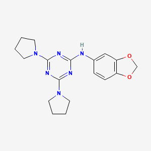 molecular formula C18H22N6O2 B3711141 N-1,3-benzodioxol-5-yl-4,6-di-1-pyrrolidinyl-1,3,5-triazin-2-amine 