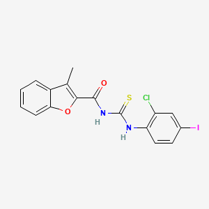 molecular formula C17H12ClIN2O2S B3711147 N-[(2-chloro-4-iodophenyl)carbamothioyl]-3-methyl-1-benzofuran-2-carboxamide 