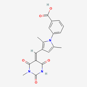 molecular formula C19H17N3O5 B3711168 3-[2,5-dimethyl-3-[(E)-(1-methyl-2,4,6-trioxo-1,3-diazinan-5-ylidene)methyl]pyrrol-1-yl]benzoic acid 