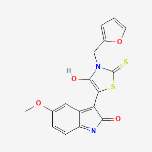 molecular formula C17H12N2O4S2 B3711175 3-[3-(2-furylmethyl)-4-oxo-2-thioxo-1,3-thiazolidin-5-ylidene]-5-methoxy-1,3-dihydro-2H-indol-2-one 