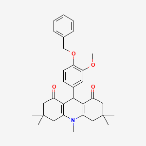 molecular formula C32H37NO4 B3711218 9-(3-methoxy-4-phenylmethoxyphenyl)-3,3,6,6,10-pentamethyl-4,5,7,9-tetrahydro-2H-acridine-1,8-dione 