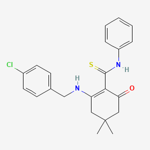 molecular formula C22H23ClN2OS B3711223 2-{[(4-CHLOROPHENYL)METHYL]AMINO}-4,4-DIMETHYL-6-OXO-N-PHENYLCYCLOHEX-1-ENE-1-CARBOTHIOAMIDE 