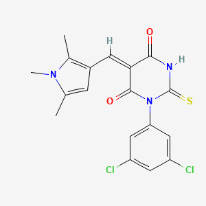 (5Z)-1-(3,5-dichlorophenyl)-2-sulfanylidene-5-[(1,2,5-trimethylpyrrol-3-yl)methylidene]-1,3-diazinane-4,6-dione