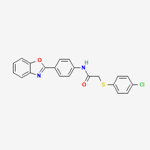 molecular formula C21H15ClN2O2S B3711284 N-[4-(1,3-benzoxazol-2-yl)phenyl]-2-[(4-chlorophenyl)thio]acetamide 