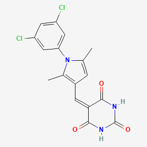 molecular formula C17H13Cl2N3O3 B3711286 5-{[1-(3,5-dichlorophenyl)-2,5-dimethyl-1H-pyrrol-3-yl]methylene}-2,4,6(1H,3H,5H)-pyrimidinetrione 