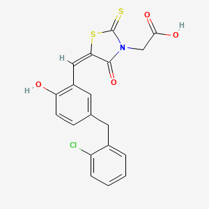 2-[(5E)-5-({5-[(2-CHLOROPHENYL)METHYL]-2-HYDROXYPHENYL}METHYLIDENE)-4-OXO-2-SULFANYLIDENE-1,3-THIAZOLIDIN-3-YL]ACETIC ACID