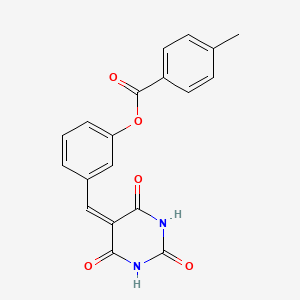 molecular formula C19H14N2O5 B3711312 3-[(2,4,6-trioxotetrahydro-5(2H)-pyrimidinylidene)methyl]phenyl 4-methylbenzoate 