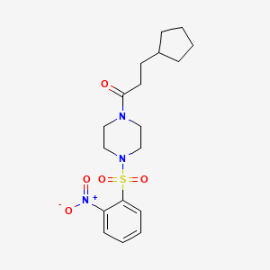 molecular formula C18H25N3O5S B3711334 3-CYCLOPENTYL-1-[4-(2-NITROBENZENESULFONYL)PIPERAZIN-1-YL]PROPAN-1-ONE 