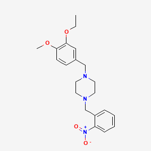 molecular formula C21H27N3O4 B3711369 1-[(3-Ethoxy-4-methoxyphenyl)methyl]-4-[(2-nitrophenyl)methyl]piperazine 