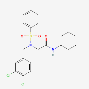 molecular formula C21H24Cl2N2O3S B3711497 N~1~-cyclohexyl-N~2~-(3,4-dichlorobenzyl)-N~2~-(phenylsulfonyl)glycinamide 