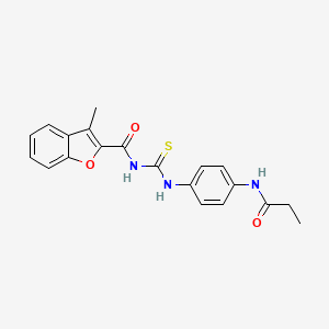 3-methyl-N-{[4-(propanoylamino)phenyl]carbamothioyl}-1-benzofuran-2-carboxamide