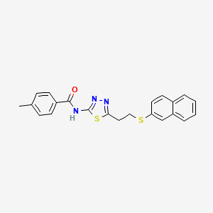 4-methyl-N-[5-(2-naphthalen-2-ylsulfanylethyl)-1,3,4-thiadiazol-2-yl]benzamide