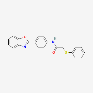 molecular formula C21H16N2O2S B3711606 N-(4-(benzo[d]oxazol-2-yl)phenyl)-2-(phenylthio)acetamide 