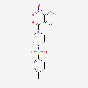 molecular formula C18H19N3O5S B3711612 {4-[(4-METHYLPHENYL)SULFONYL]PIPERAZINO}(2-NITROPHENYL)METHANONE 