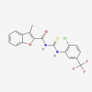 molecular formula C18H12ClF3N2O2S B3711656 N-{[2-chloro-5-(trifluoromethyl)phenyl]carbamothioyl}-3-methyl-1-benzofuran-2-carboxamide 