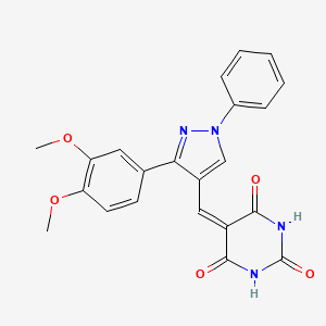 molecular formula C22H18N4O5 B3711660 5-{[3-(3,4-dimethoxyphenyl)-1-phenyl-1H-pyrazol-4-yl]methylene}-2,4,6(1H,3H,5H)-pyrimidinetrione CAS No. 379223-65-1