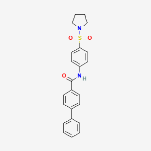 molecular formula C23H22N2O3S B3711733 N-[4-(pyrrolidin-1-ylsulfonyl)phenyl]biphenyl-4-carboxamide CAS No. 6233-37-0